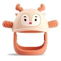 Smily Mia Reindeer Organic Baby Toys 0-6Months, Mitten for 3-6Months, Easy to Hold Stem with Chewing Nubs for Teething Pain Relief for 6-12Months Babies, Light Purple