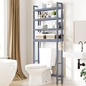Smiry Bamboo Over The Toilet Storage Cabinet, 4 Tier, Grey
