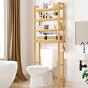 Smiry Bamboo Over The Toilet Storage Cabinet, 4 Tier, Natural