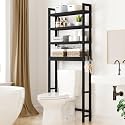 Smiry Bamboo Over The Toilet Storage Cabinet, 4 Tier, Black