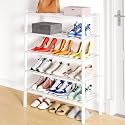 Smiry Bamboo Shoe Rack, 12 Vertical Slats, 5 Tier - 26.8" Wide, White