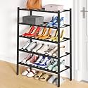 Smiry Bamboo Shoe Rack, 12 Vertical Slats, 5 Tier - 26.8" Wide, Black