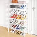 Smiry Bamboo Shoe Rack, 12 Vertical Slats, 6 Tier - 26.8" Wide, White