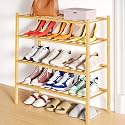 Smiry Bamboo Shoe Rack, 12 Vertical Slats, 4 Tier - 26.8" Wide, Natural