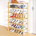Smiry Bamboo Shoe Rack, 12 Vertical Slats, 6 Tier - 26.8" Wide, Natural
