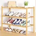 Smiry Bamboo Shoe Rack, 12 Vertical Slats, 3 Tier - 26.8" Wide, Natural