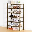 Smiry Bamboo Shoe Rack, 14 Vertical Slats, 6 Tier - 26.8" Wide, Walnut