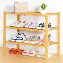 Smiry Bamboo Shoe Rack, 14 Vertical Slats, 3 Tier - 26.8" Wide, Natural