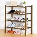 Smiry Bamboo Shoe Rack, 14 Vertical Slats, 4 Tier - 26.8" Wide, Walnut