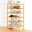 Smiry Bamboo Shoe Rack, 14 Vertical Slats, 6 Tier - 26.8" Wide, Natural