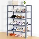 Smiry Bamboo Shoe Rack, 14 Vertical Slats, 5 Tier - 26.8" Wide, Grey