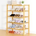 Smiry Bamboo Shoe Rack, 14 Vertical Slats, 5 Tier - 26.8" Wide, Natural