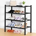 Smiry Bamboo Shoe Rack, 14 Vertical Slats, 4 Tier - 26.8" Wide, Black