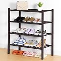 Smiry Bamboo Shoe Rack, 14 Vertical Slats, 4 Tier - 26.8" Wide, Brown