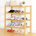 Smiry Bamboo Shoe Rack, 14 Vertical Slats, 4 Tier - 26.8" Wide, Natural
