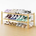 Smiry Bamboo Shoe Rack, 16 Vertical Slats, 2 Tier - 33.7" Wide, Natural