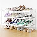 Smiry Bamboo Shoe Rack, 16 Vertical Slats, 3 Tier - 33.7" Wide, White