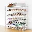Smiry Bamboo Shoe Rack, 16 Vertical Slats, 5 Tier - 33.7" Wide, White