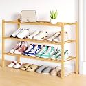 Smiry Bamboo Shoe Rack, 16 Vertical Slats, 3 Tier - 33.7" Wide, Natural
