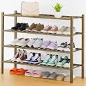 Smiry Bamboo Shoe Rack, 16 Vertical Slats, 4 Tier - 33.7" Wide, Walnut