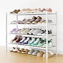 Smiry Bamboo Shoe Rack, 16 Vertical Slats, 4 Tier - 33.7" Wide, White