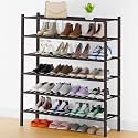 Smiry Bamboo Shoe Rack, 16 Vertical Slats, 6 Tier - 33.7" Wide, Brown