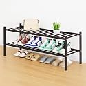 Smiry Bamboo Shoe Rack, 16 Vertical Slats, 2 Tier - 33.7" Wide, Brown