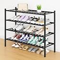 Smiry Bamboo Shoe Rack, 16 Vertical Slats, 4 Tier - 33.7" Wide, Black