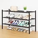 Smiry Bamboo Shoe Rack, 16 Vertical Slats, 3 Tier - 33.7" Wide, Brown