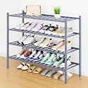 Smiry Bamboo Shoe Rack, 16 Vertical Slats, 4 Tier - 33.7" Wide, Grey