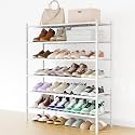 Smiry Bamboo Shoe Rack, 16 Vertical Slats, 6 Tier - 33.7" Wide, White