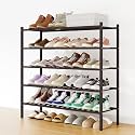 Smiry Bamboo Shoe Rack, 16 Vertical Slats, 5 Tier - 33.7" Wide, Brown
