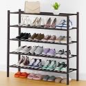 Smiry Bamboo Shoe Rack, 16 Vertical Slats, 5 Tier - 33.7" Wide, Brown