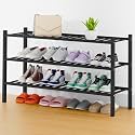 Smiry Bamboo Shoe Rack, 16 Vertical Slats, 3 Tier - 33.7" Wide, Black