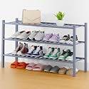 Smiry Bamboo Shoe Rack, 16 Vertical Slats, 3 Tier - 33.7" Wide, Grey