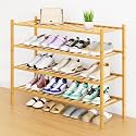 Smiry Bamboo Shoe Rack, 16 Vertical Slats, 4 Tier - 33.7" Wide, Natural