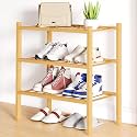 Smiry Bamboo Shoe Rack, 8 Vertical Slats, 3 Tier - 17.3" Wide, Natural