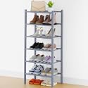 Smiry Bamboo Shoe Rack, 8 Vertical Slats, 6 Tier - 17.3" Wide, Grey