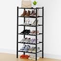 Smiry Bamboo Shoe Rack, 8 Vertical Slats, 6 Tier - 17.3" Wide, Black