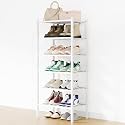Smiry Bamboo Shoe Rack, 8 Vertical Slats, 6 Tier - 17.3" Wide, White