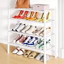 Smiry Bamboo Shoe Rack, 12 Vertical Slats, 4 Tier - 26.8" Wide, White