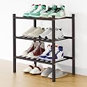 Smiry Bamboo Shoe Rack, 8 Vertical Slats, 3 Tier - 17.3" Wide, Brown