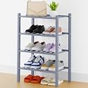 Smiry Bamboo Shoe Rack, 8 Vertical Slats, 4 Tier - 17.3" Wide, Grey