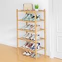 Smiry Bamboo Shoe Rack, 8 Vertical Slats, 5 Tier - 17.3" Wide, Natural