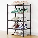 Smiry Bamboo Shoe Rack, 8 Vertical Slats, 4 Tier - 17.3" Wide, Brown