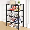 Smiry Bamboo Shoe Rack, 8 Vertical Slats, 4 Tier - 17.3" Wide, Black