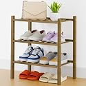 Smiry Bamboo Shoe Rack, 8 Vertical Slats, 3 Tier - 17.3" Wide, Walnut