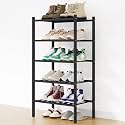 Smiry Bamboo Shoe Rack, 8 Vertical Slats, 5 Tier - 17.3" Wide, Black