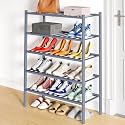 Smiry Bamboo Shoe Rack, 12 Vertical Slats, 5 Tier - 26.8" Wide, Grey