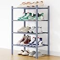 Smiry Bamboo Shoe Rack, 8 Vertical Slats, 4 Tier - 17.3" Wide, Grey